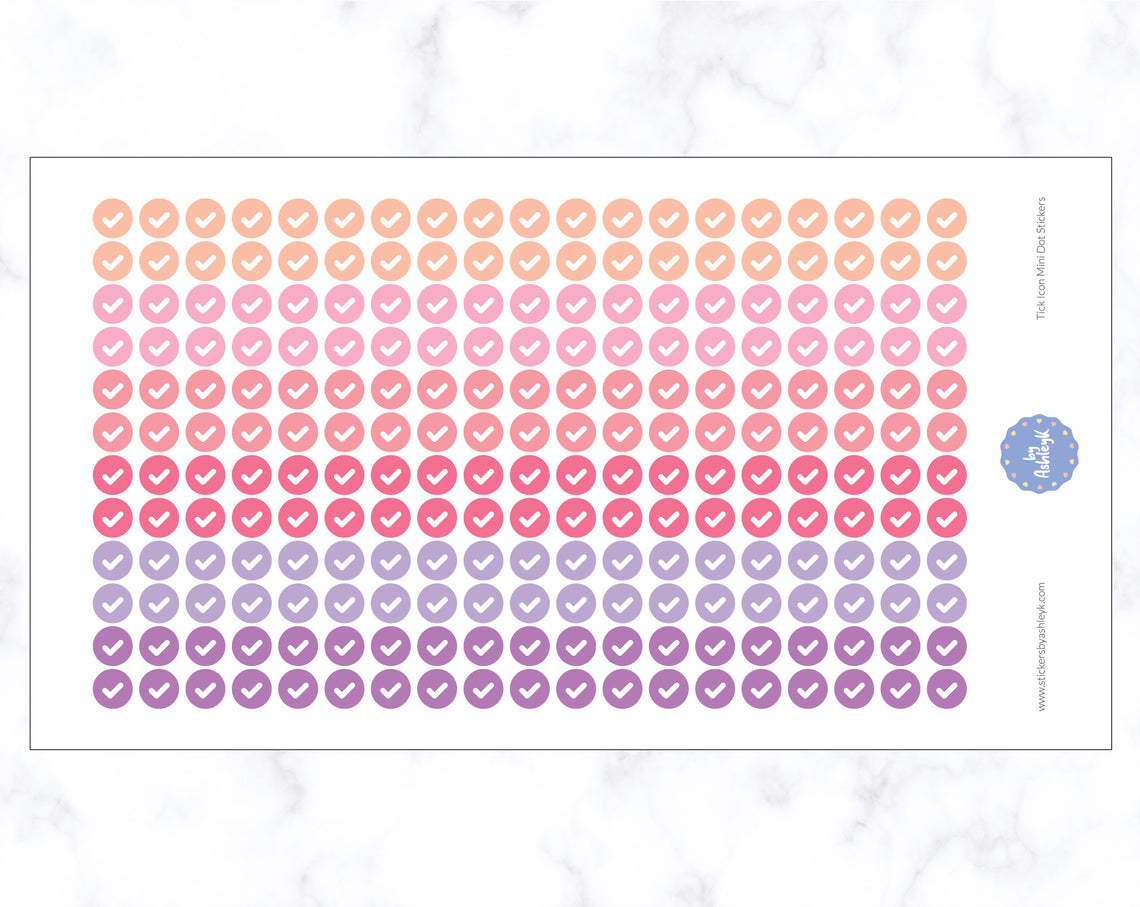 Tick Icon Mini Dot Stickers - Raspberry