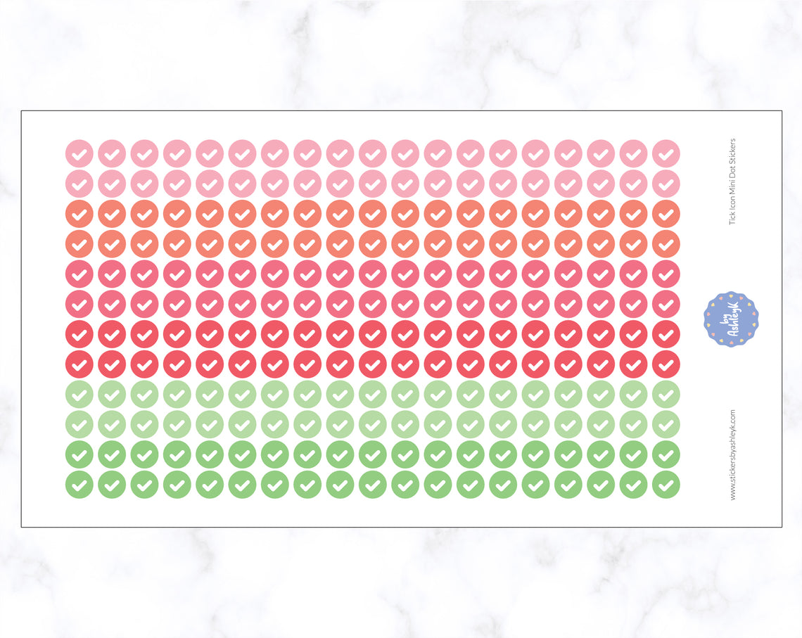 Tick Icon Mini Dot Stickers - Strawberry