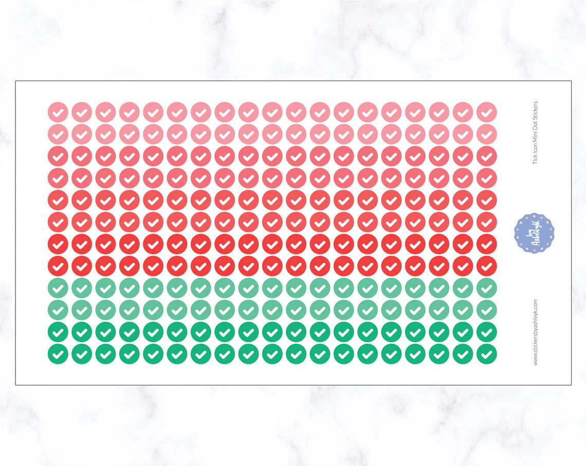 Tick Icon Mini Dot Stickers - Watermelon