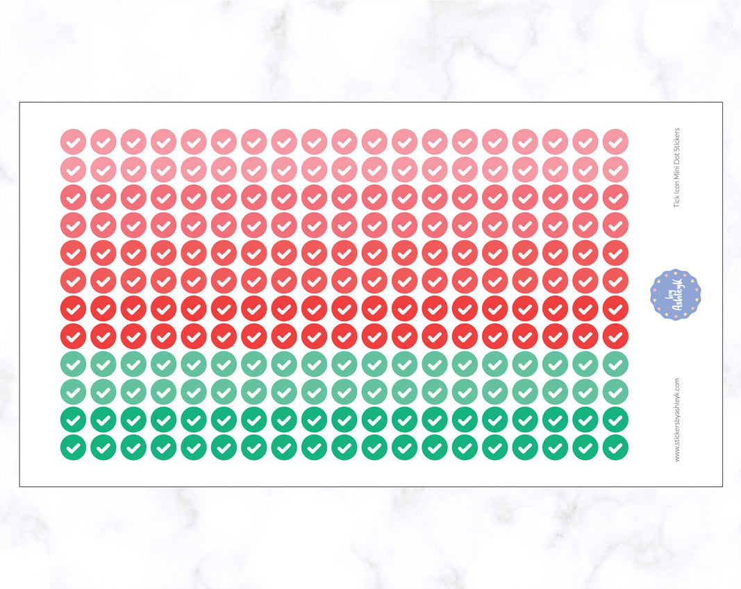 Tick Icon Mini Dot Stickers - Watermelon