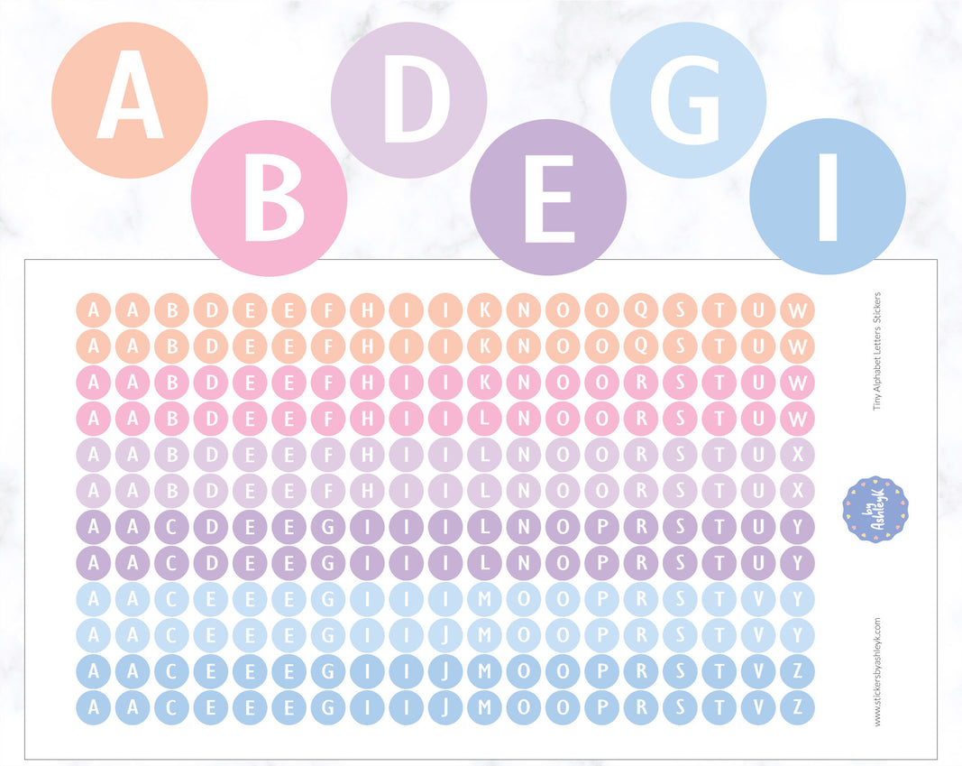 Tiny Alphabet Letters Planner Stickers