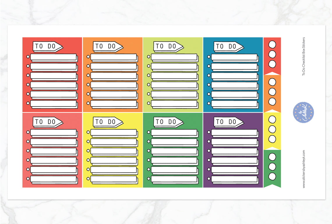 To Do Checklist Box Stickers - Pastel Rainbow