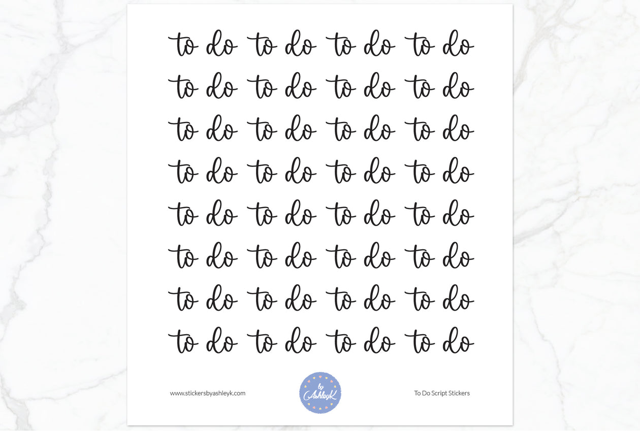 To Do Script Planner Stickers - Black