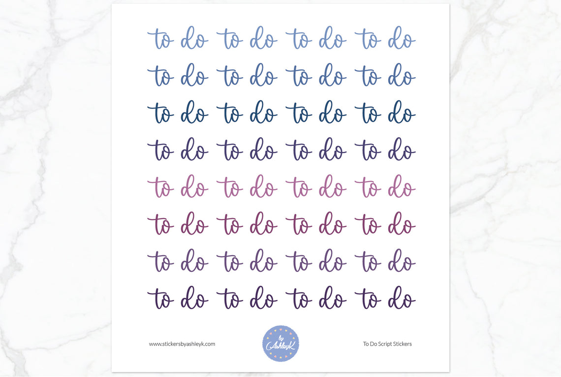 To Do Script Planner Stickers - Blueberry