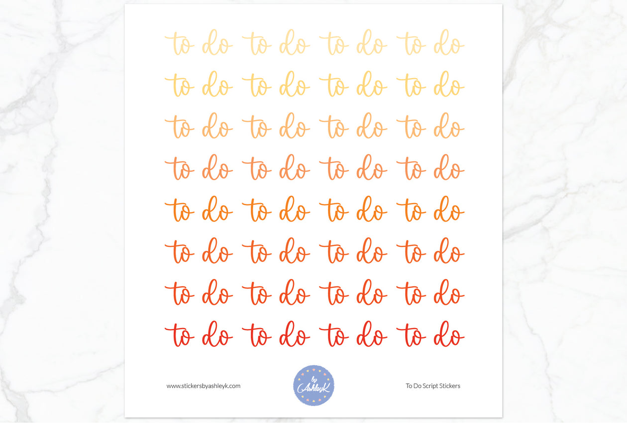 To Do Script Planner Stickers - Orange