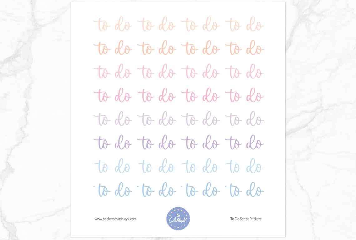 To Do Script Planner Stickers - Pastel Sunset