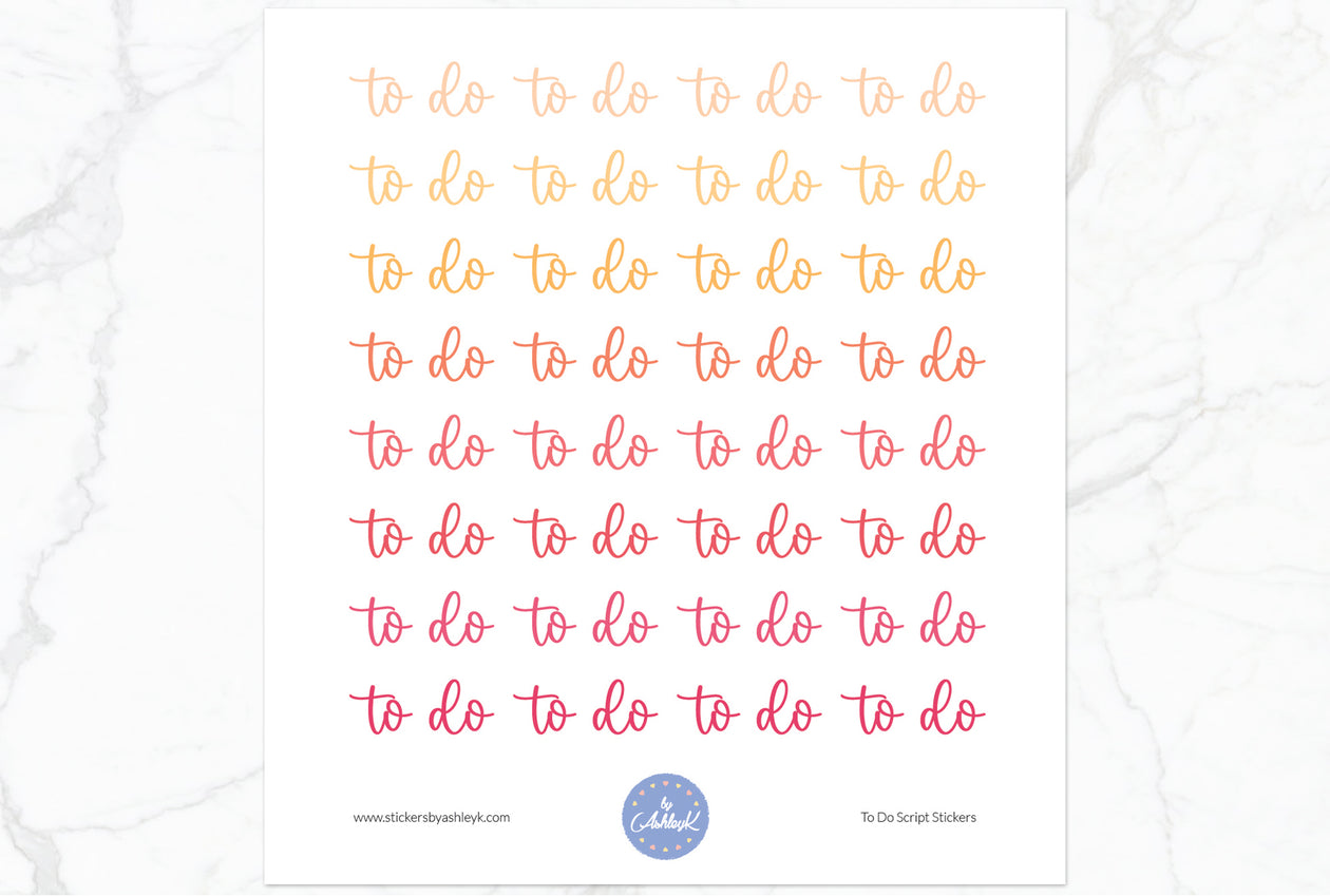 To Do Script Planner Stickers - Peach