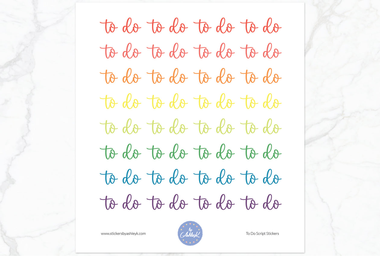 To Do Script Planner Stickers - Pastel Rainbow