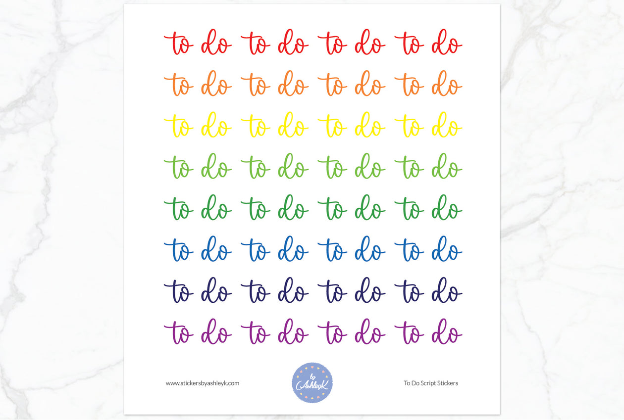 To Do Script Planner Stickers - Rainbow