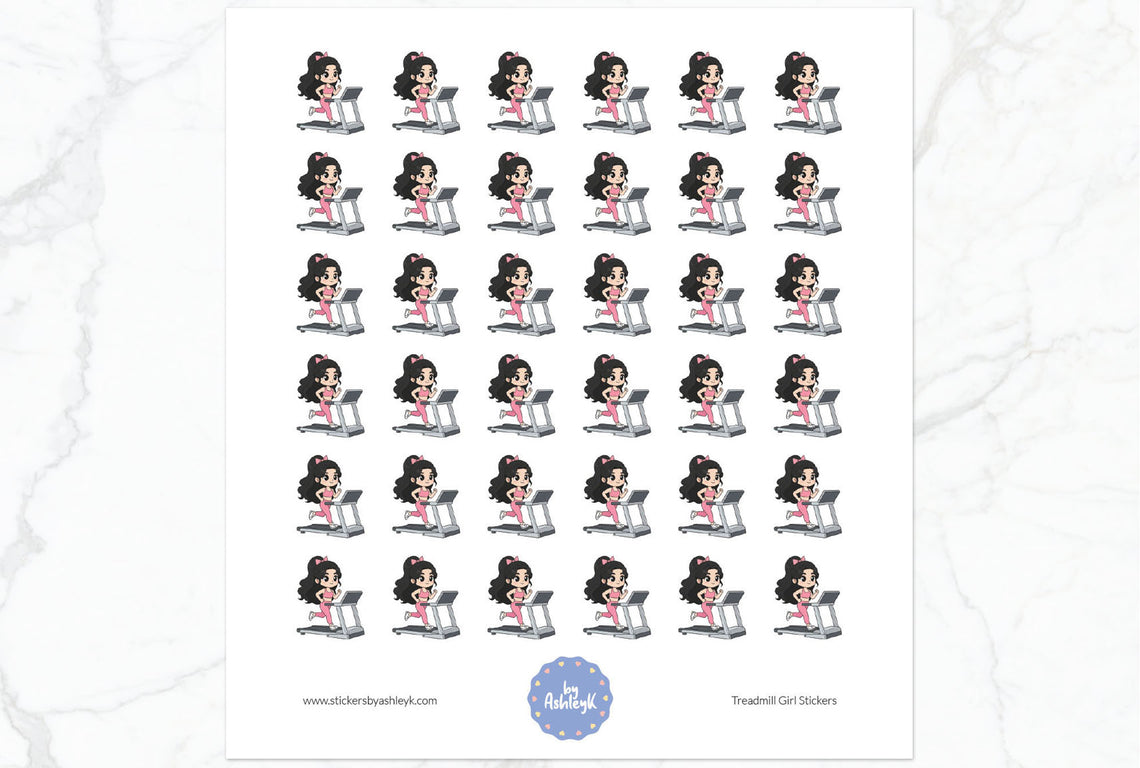 Treadmill Girl Stickers - Black