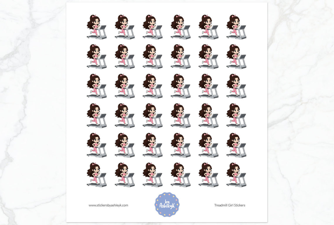 Treadmill Girl Stickers - Brunette