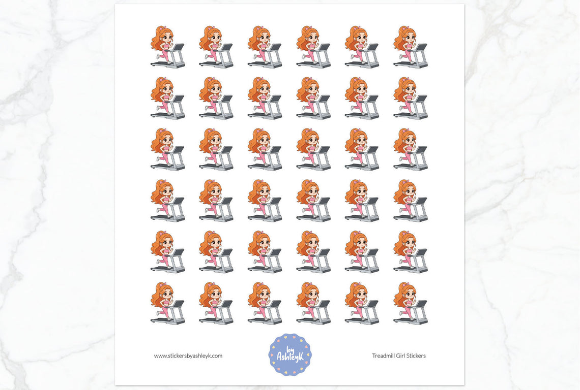 Treadmill Girl Stickers - Red
