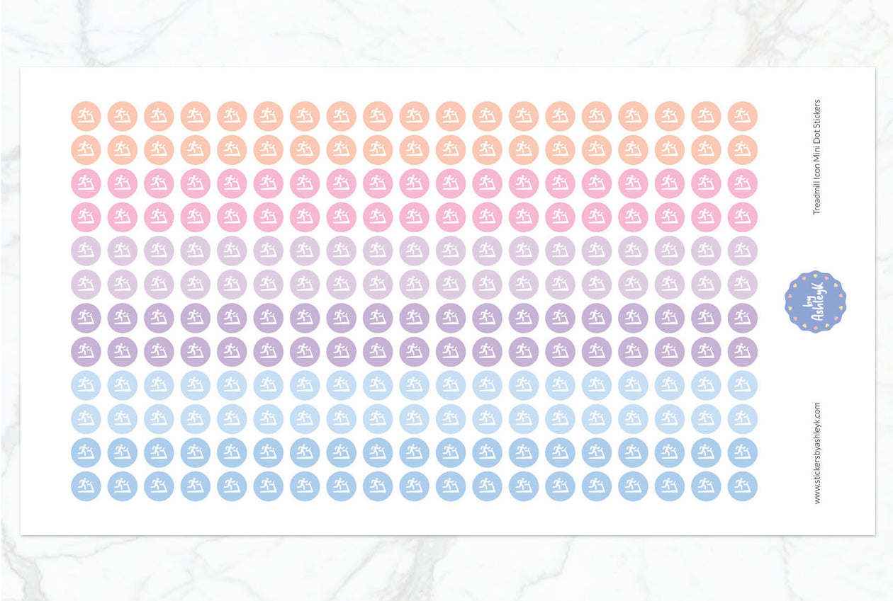 Treadmill Icon Mini Dot Planner Stickers - Pastel Sunset