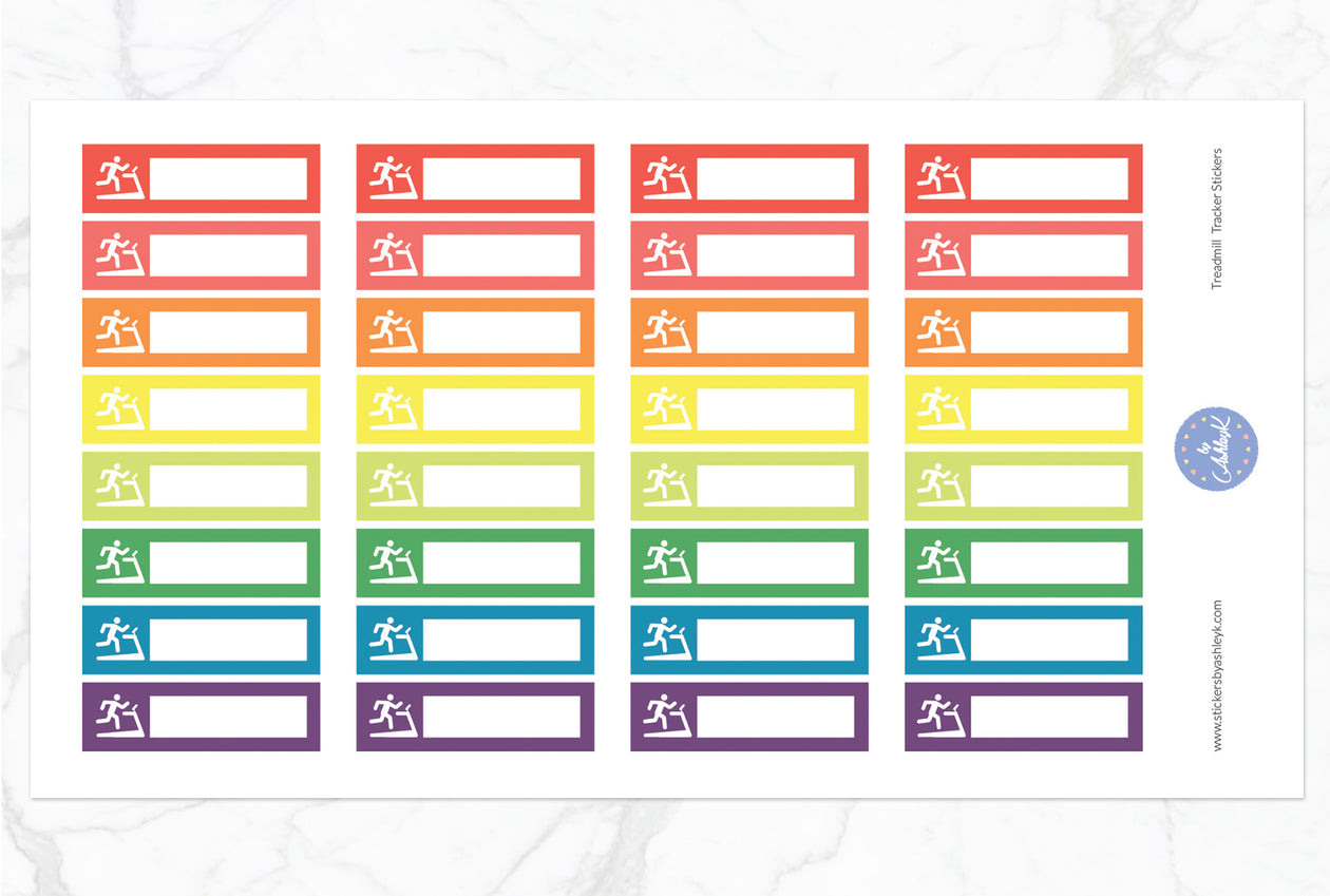 Treadmill Tracker Stickers - Pastel Rainbow