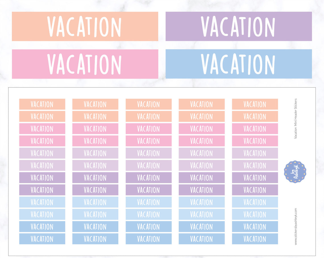 Vacation Mini Header Planner Stickers