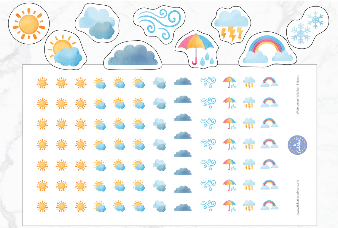 Watercolour Weather Stickers