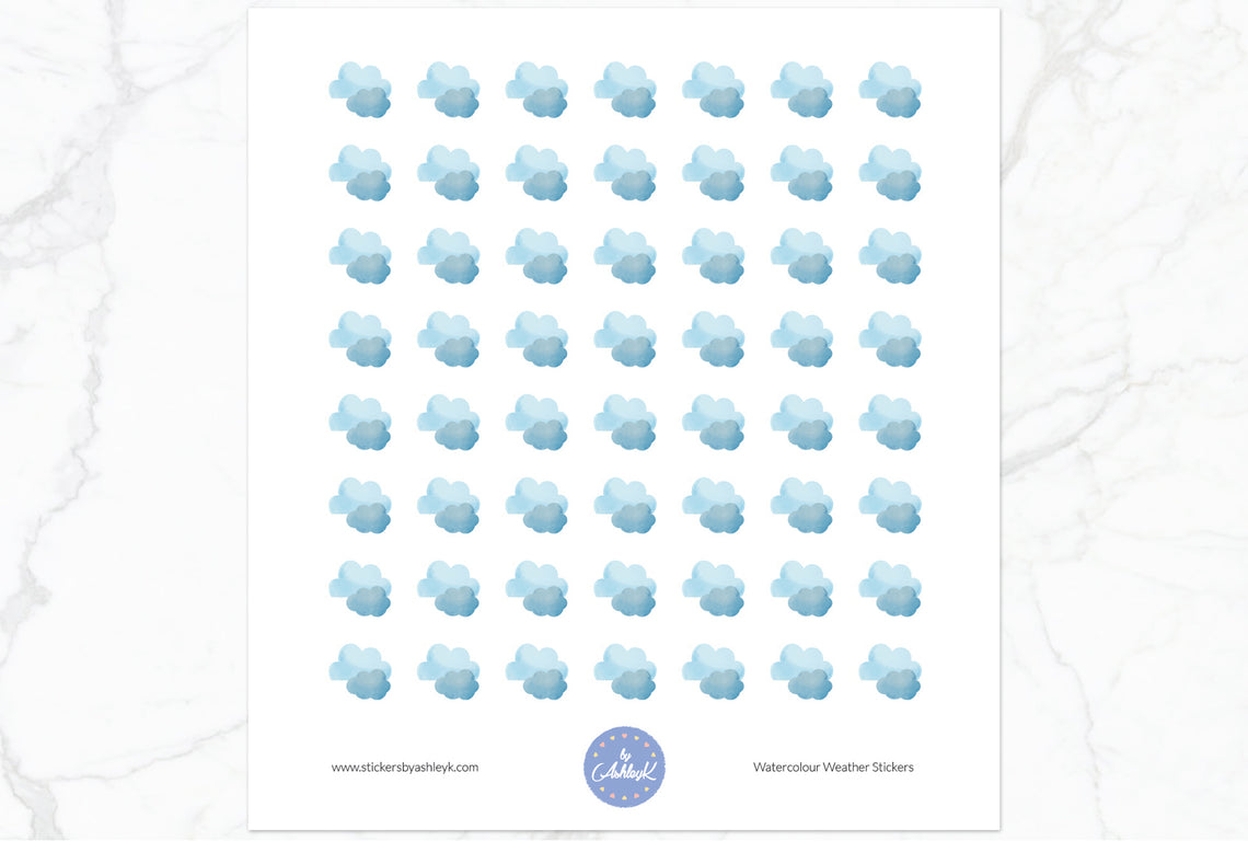 Cloudy Watercolour Weather Planner Stickers