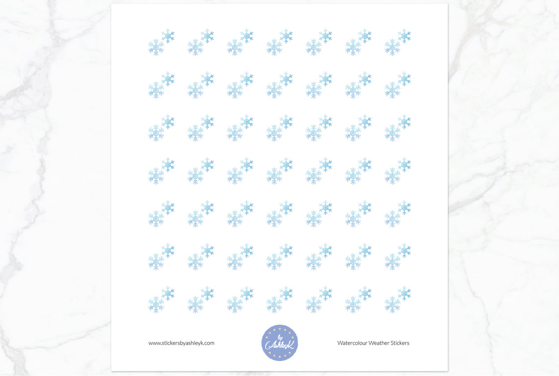 Snow Watercolour Weather Planner Stickers