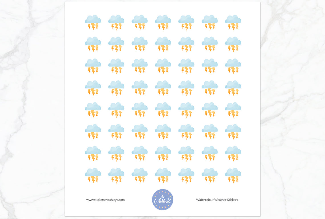 Thunder Storm Watercolour Weather Planner Stickers