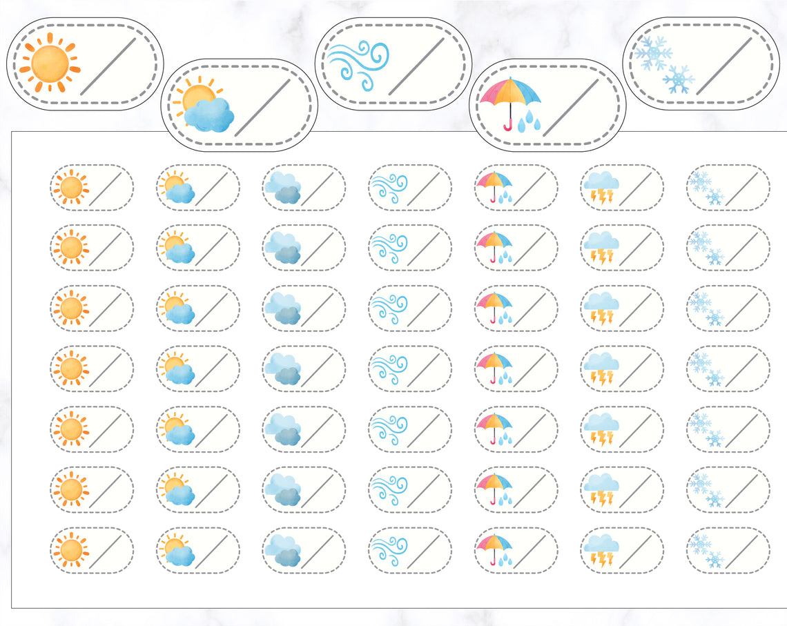 Watercolour Weather Tracker Stickers