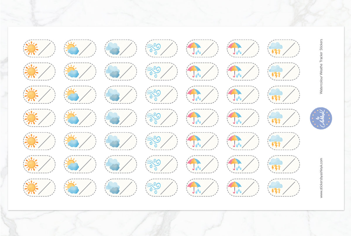 Watercolour Weather Tracker Stickers – Stickers by AshleyK
