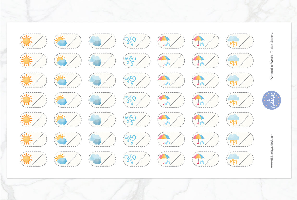 Watercolour Weather Tracker Stickers_Without Snow