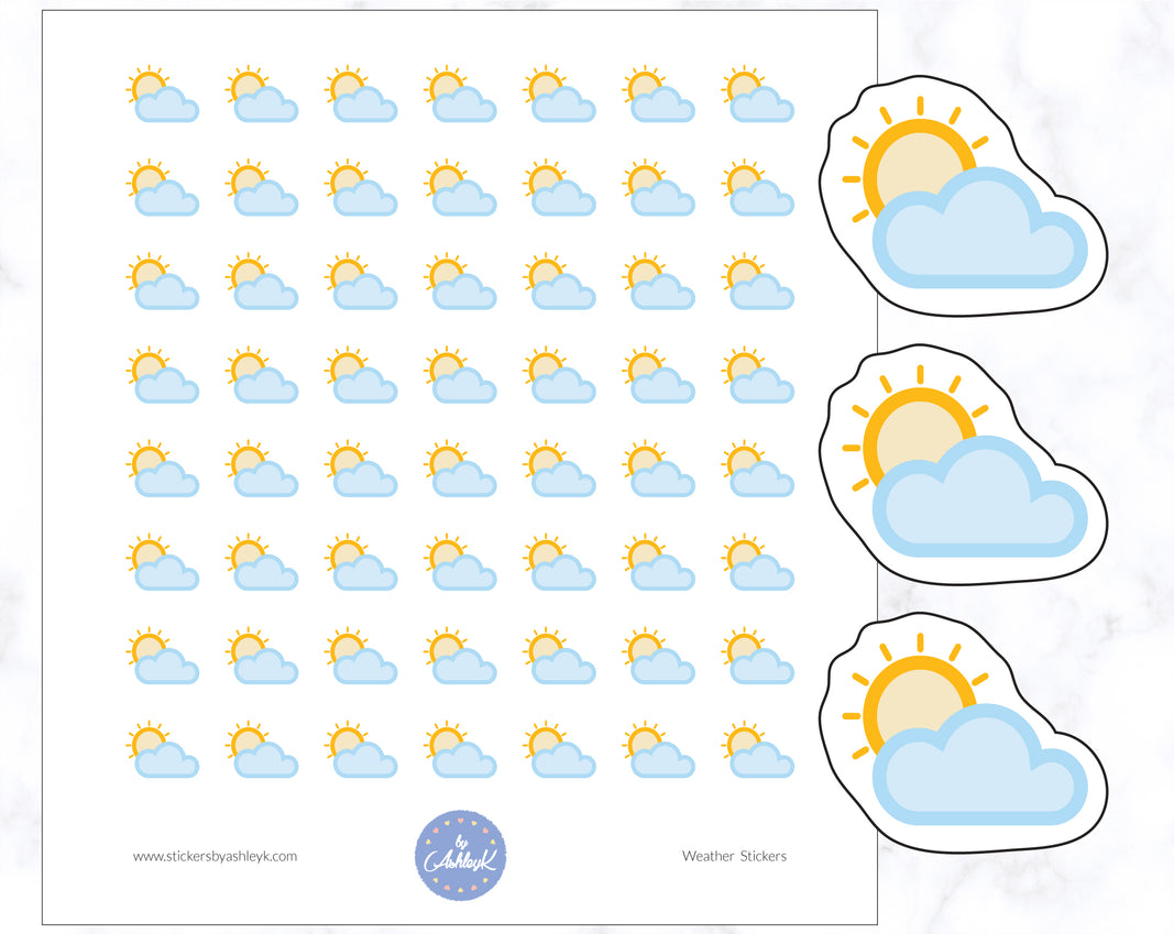 Partly Sunny (Blue) Weather Stickers
