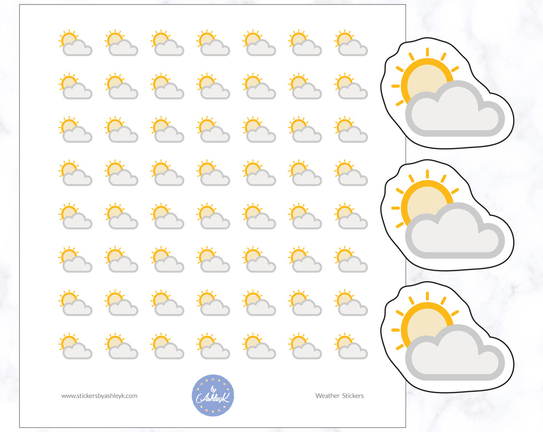 Partly Sunny (Grey) Weather Stickers