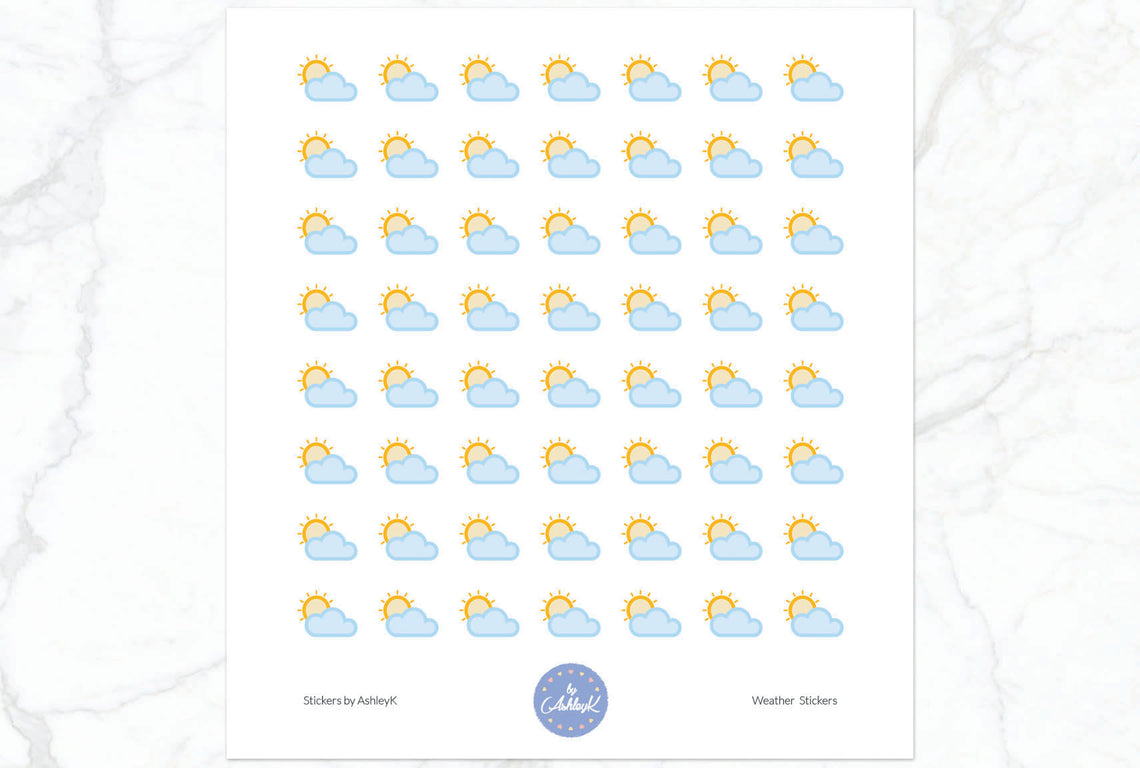 Partly Sunny (Blue) Weather Stickers