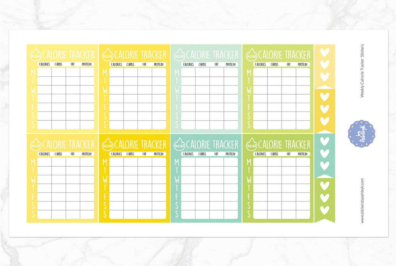 Weekly Calorie Tracker Planner Stickers - Lemon&Lime