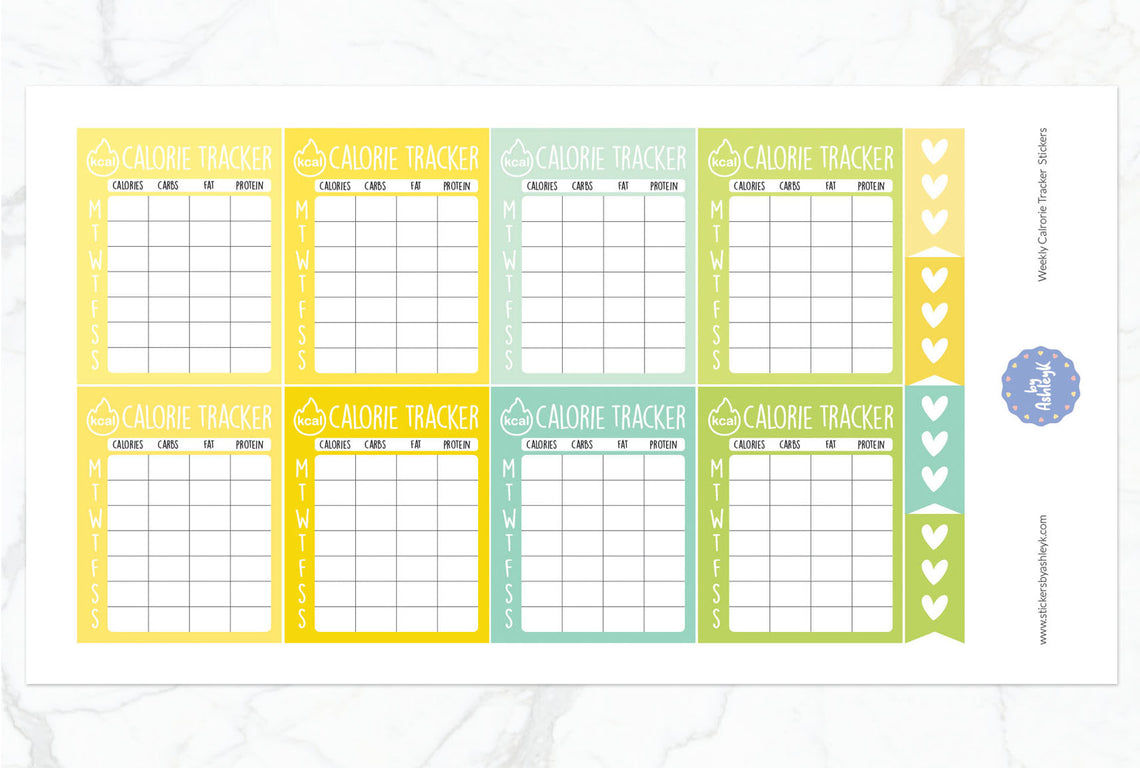 Weekly Calorie Tracker Planner Stickers - Lemon&Lime