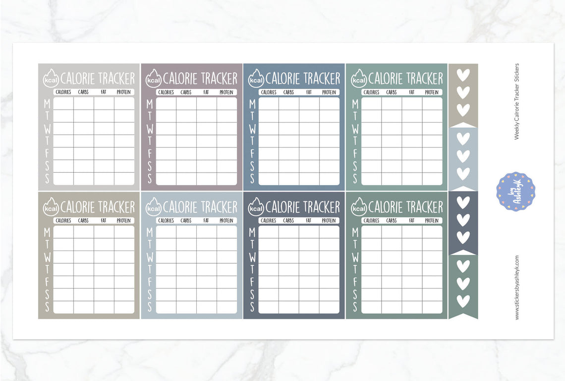 Weekly Calorie Tracker Planner Stickers - Modern Neutral
