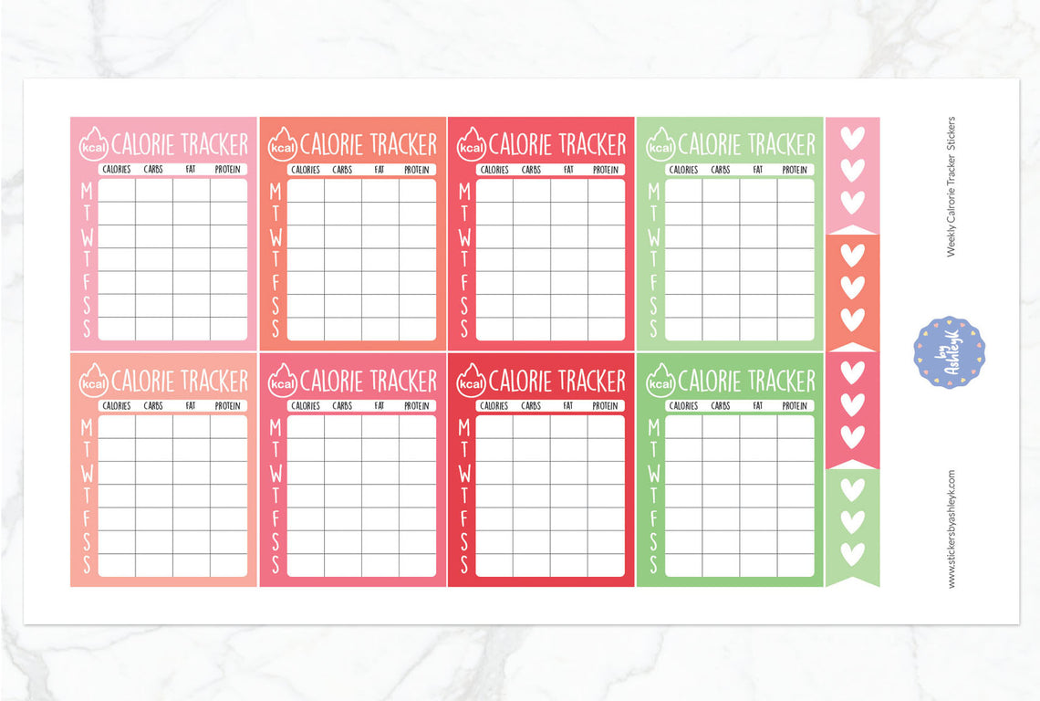 Weekly Calorie Tracker Planner Stickers - Strawberry