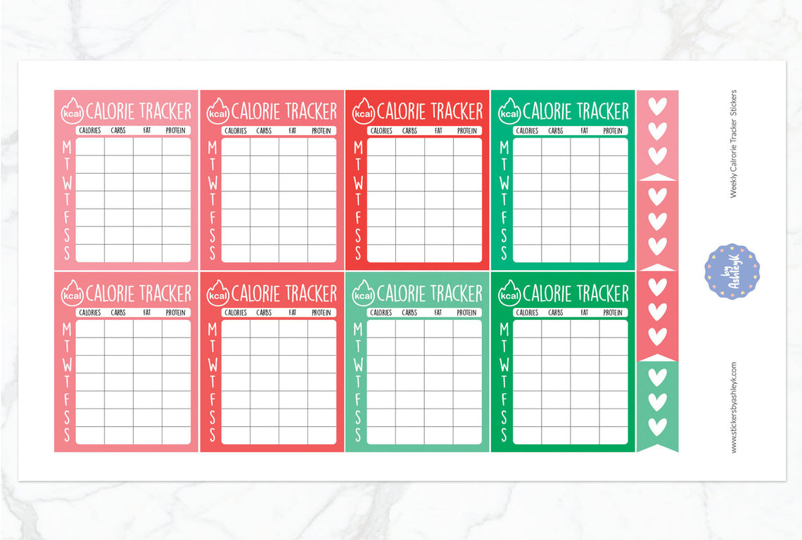 Weekly Calorie Tracker Planner Stickers - Watermelon