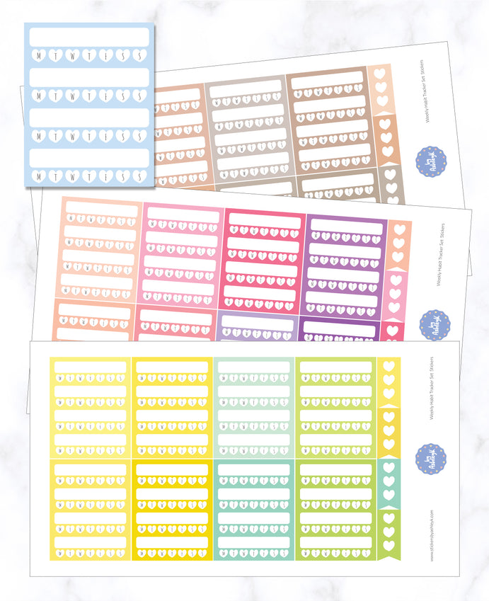 Weekly Habit Tracker Set Stickers