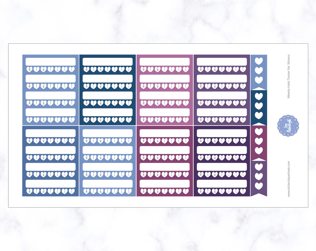 Weekly Habit Tracker Set Stickers - Blueberry