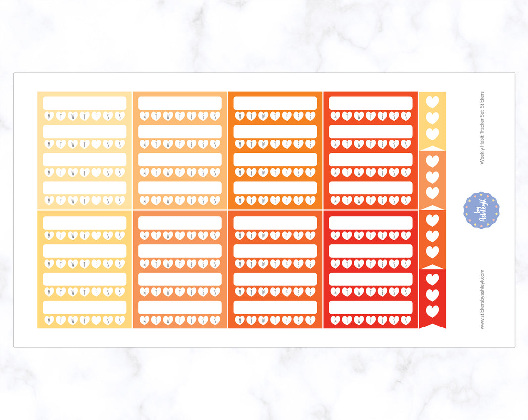 Weekly Habit Tracker Set Stickers - Orange