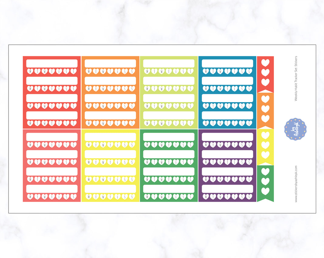 Weekly Habit Tracker Set Stickers - Pastel Rainbow