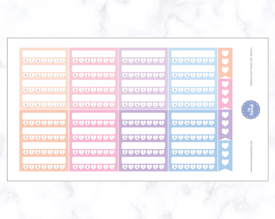 Weekly Habit Tracker Set Stickers - Pastel Sunset