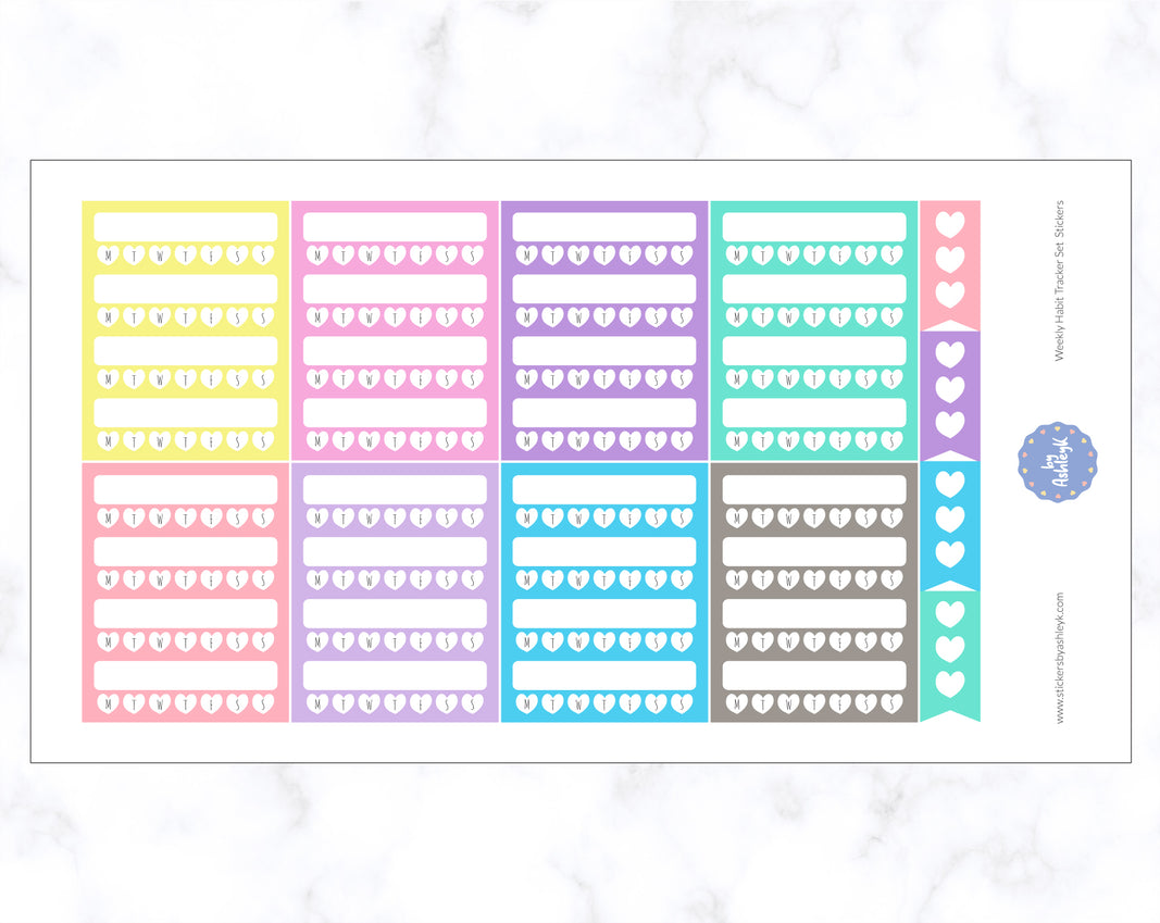 Weekly Habit Tracker Set Stickers - Pastel