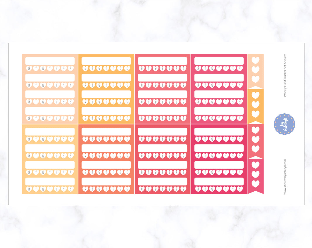 Weekly Habit Tracker Set Stickers - Peach