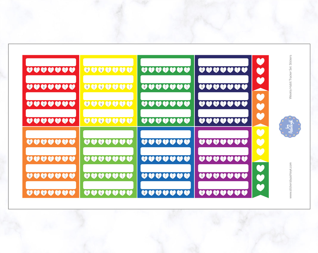 Weekly Habit Tracker Set Stickers - Rainbow