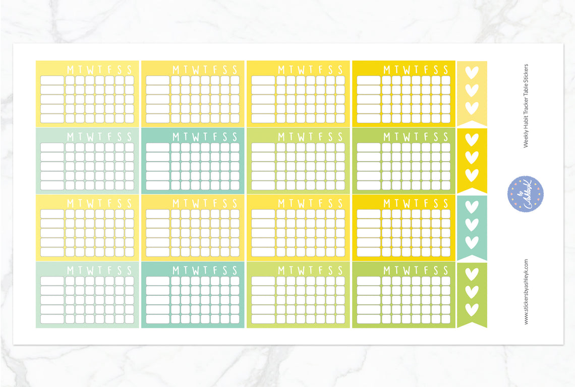 Weekly Habit Tracker Table Stickers - Lemon&Lime