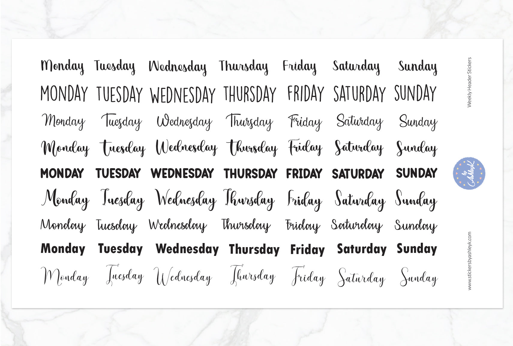 Weekly Header Planner Stickers – Stickers by AshleyK