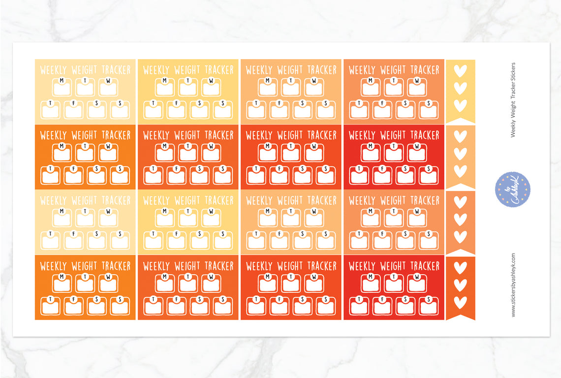 Weekly Weight Tracker Stickers - Orange