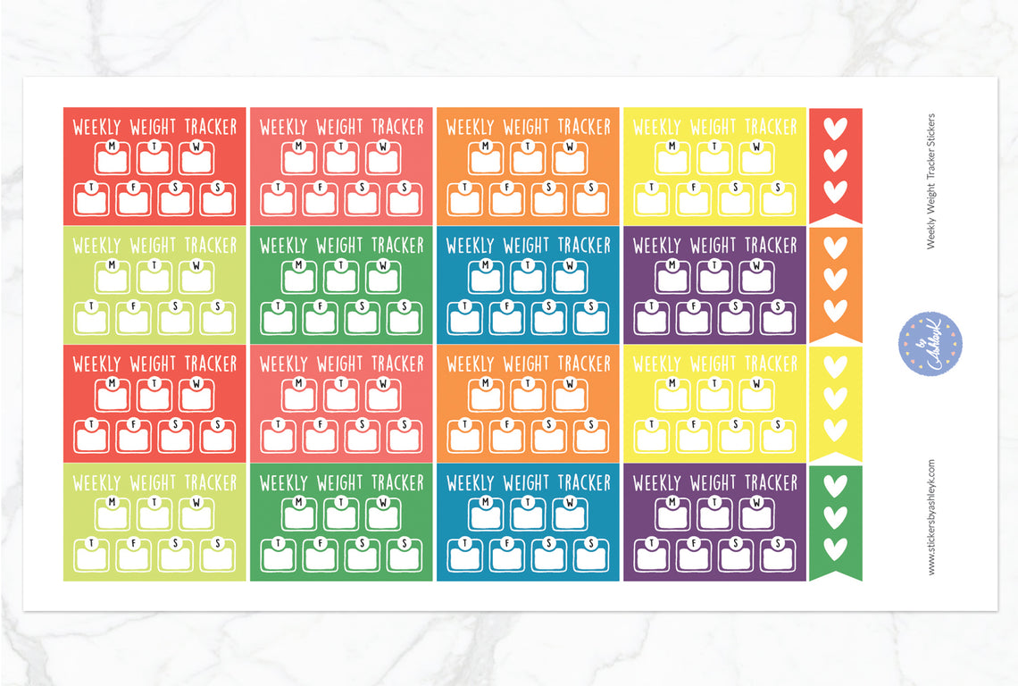 Weekly Weight Tracker Stickers - Pastel Rainbow
