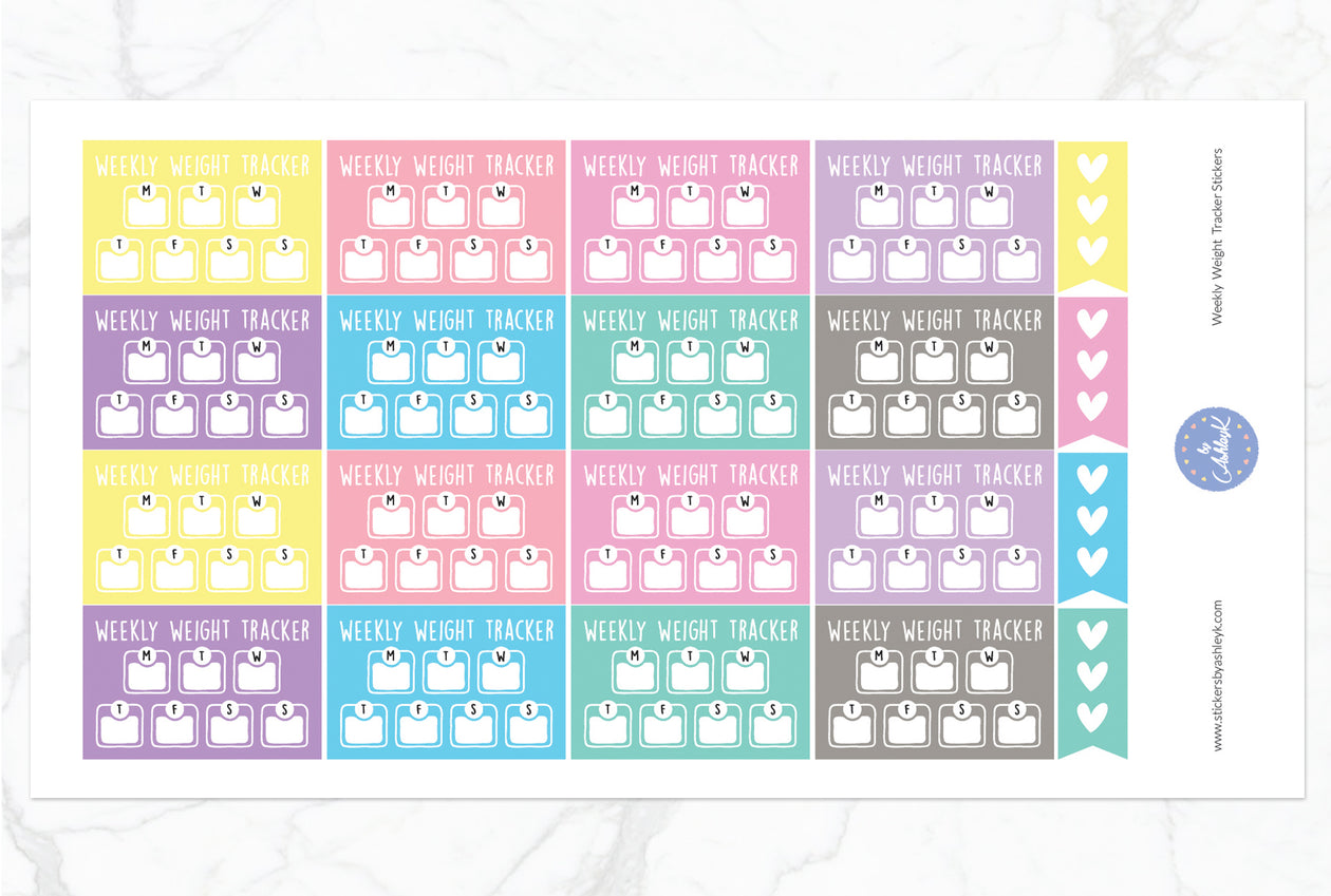 Weekly Weight Tracker Stickers - Pastel
