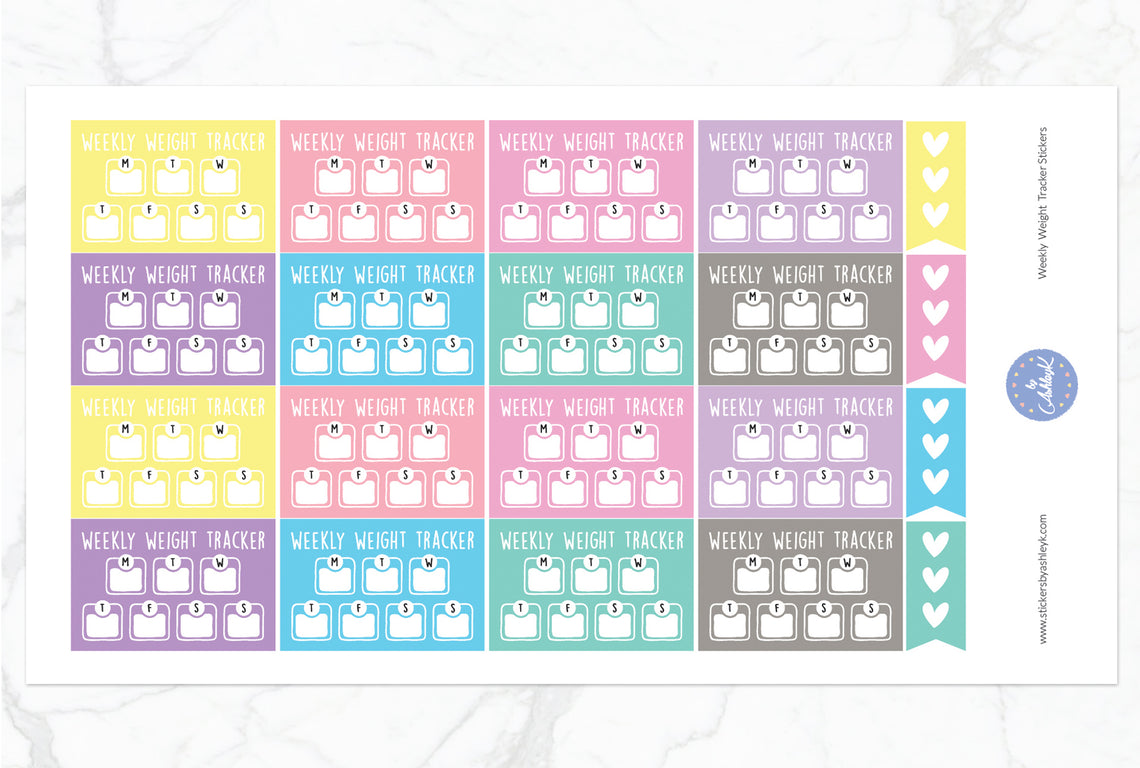 Weekly Weight Tracker Stickers - Pastel