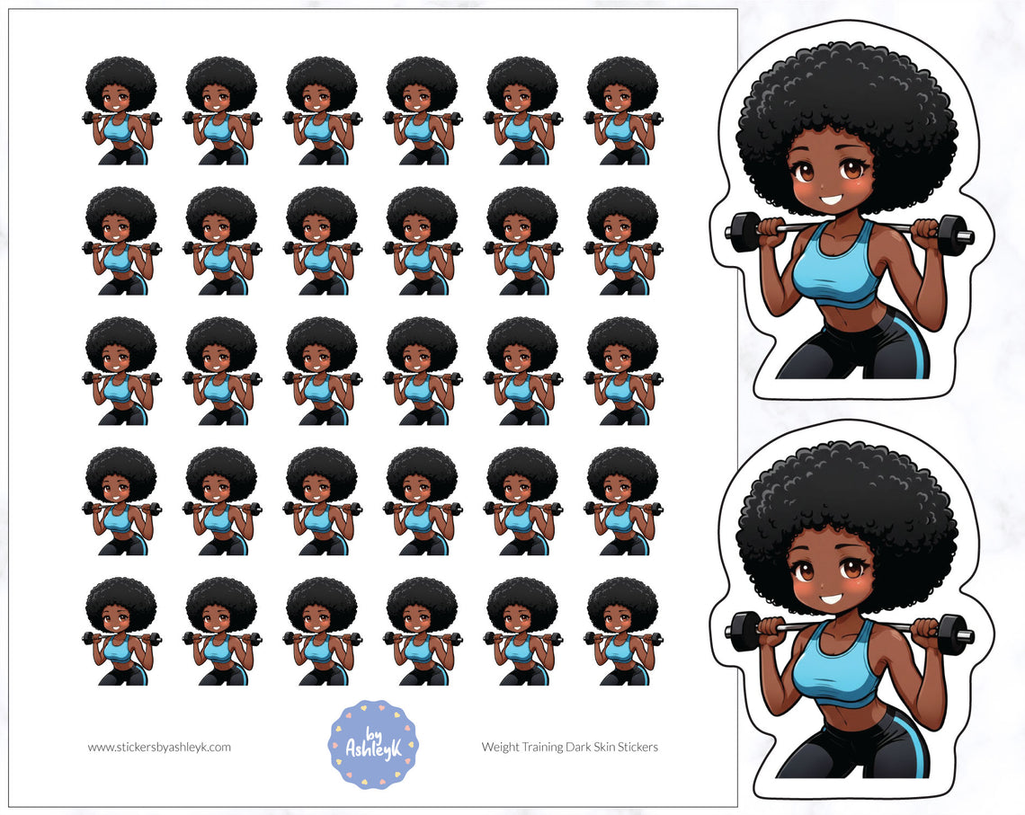 Mini Weight Training Dark Skin Stickers