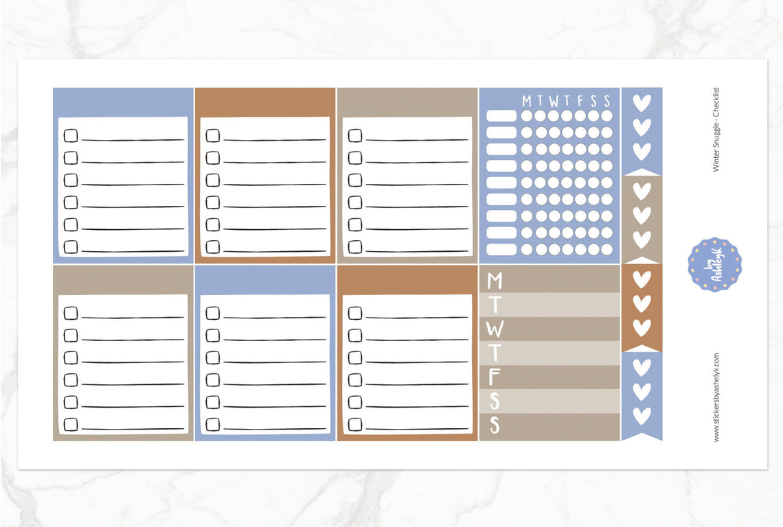 Winter Snuggle Weekly Kit  - Checklist Sheet